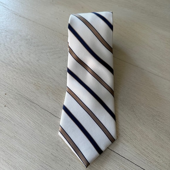 Tommy Hilfiger Other - Tommy Hilfiger Men's Silk Striped Necktie Beige Blue Brown Classic Business